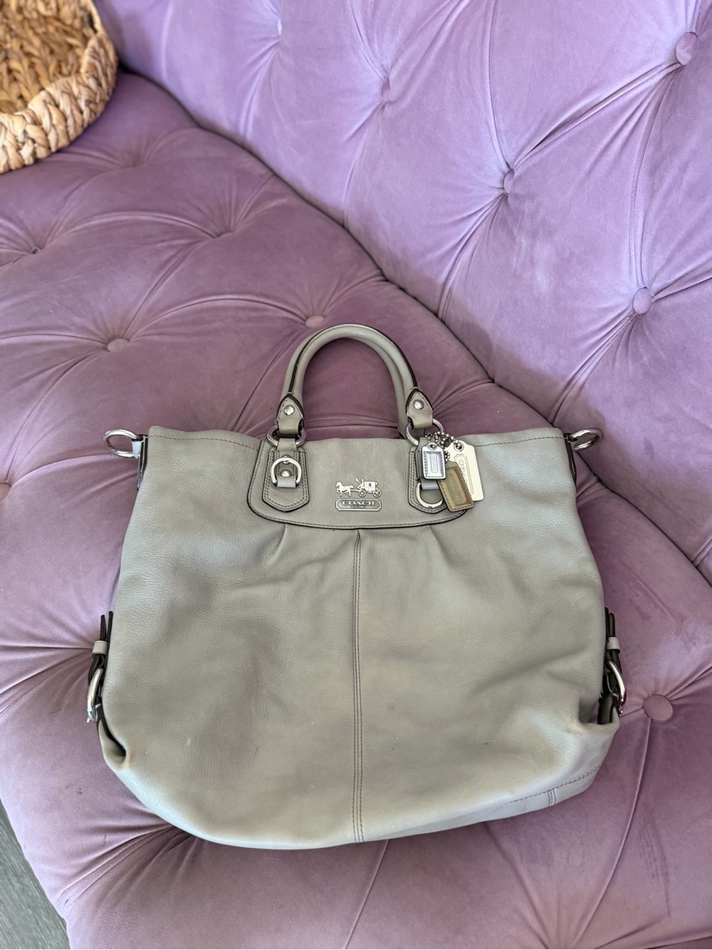 Coach Madison Sabrina 12935 Gray Leather Satchel Handbag
